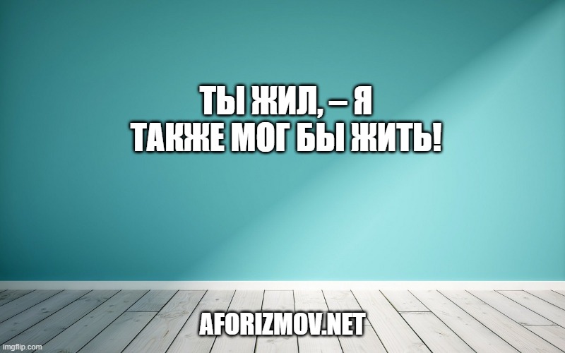 Ты жил, – я также мог бы жить!