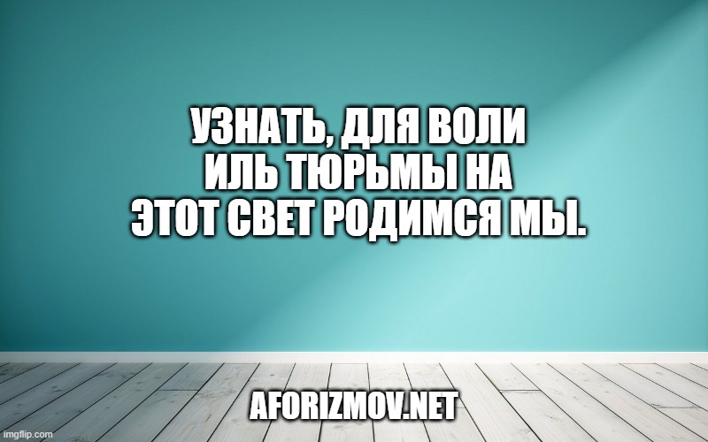 Узнать, для воли иль тюрьмы На этот свет родимся мы.