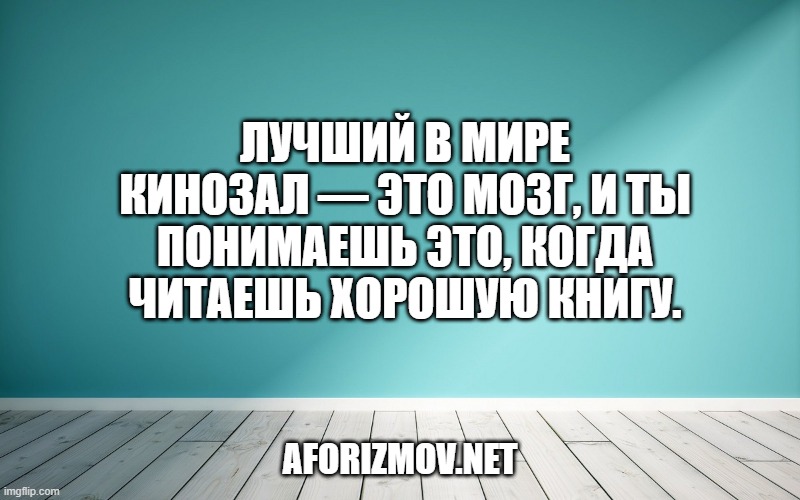 Лучший в мире кинозал — это мозг, и ты понимаешь это, когда читаешь хорошую книгу.