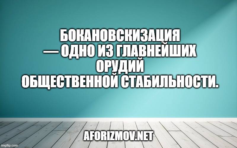 Бокановскизация — одно из главнейших орудий общественной стабильности.