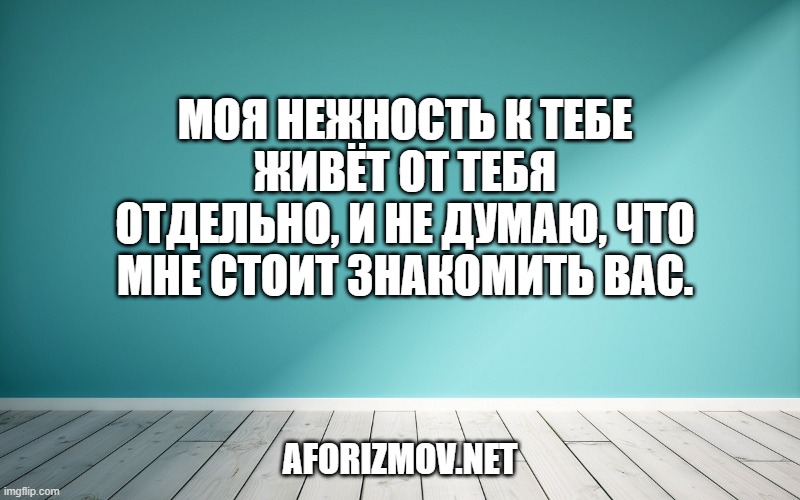 Моя нежность к тебе живёт от тебя отдельно, И не думаю, что мне стоит знакомить вас.