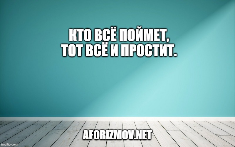 Кто всё поймет, тот всё и простит.