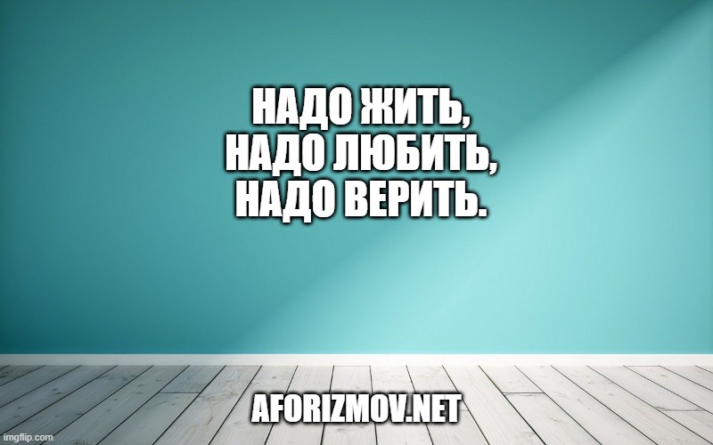 Надо жить, надо любить, надо верить.