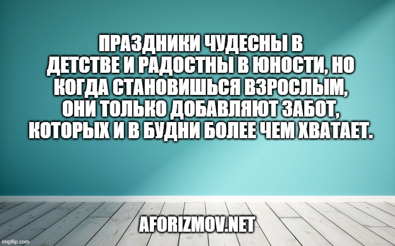Праздники чудесны в детстве и радостны в юности, но когда становишься взрослым, они только добавляют забот, которых и в будни более чем хватает.