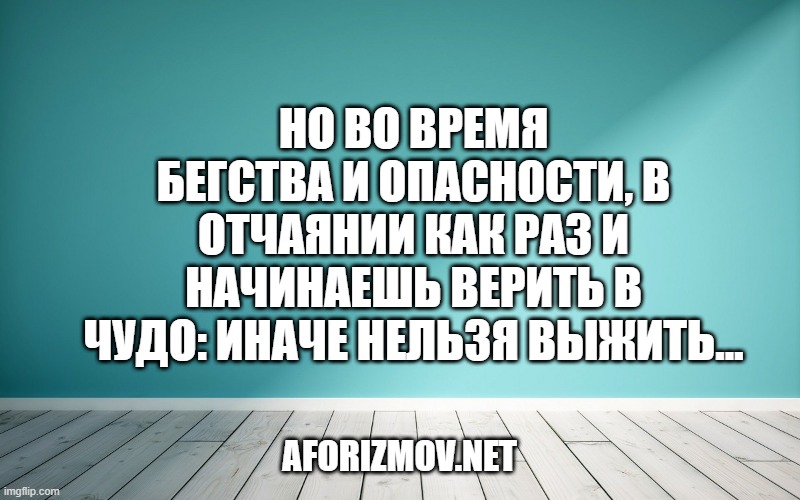 Но во время бегства и опасности, в отчаянии как раз и начинаешь верить в чудо: иначе нельзя выжить…