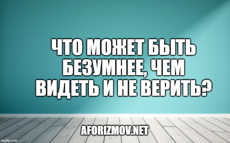Что может быть безумнее, чем видеть и не верить?