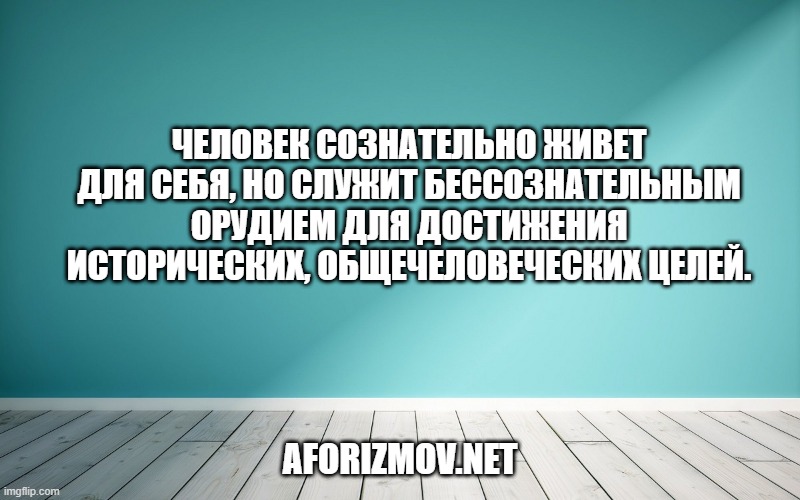 Человек сознательно живет для себя, но служит бессознательным орудием для достижения исторических, общечеловеческих целей.