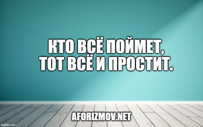 Кто всё поймет, тот всё и простит.