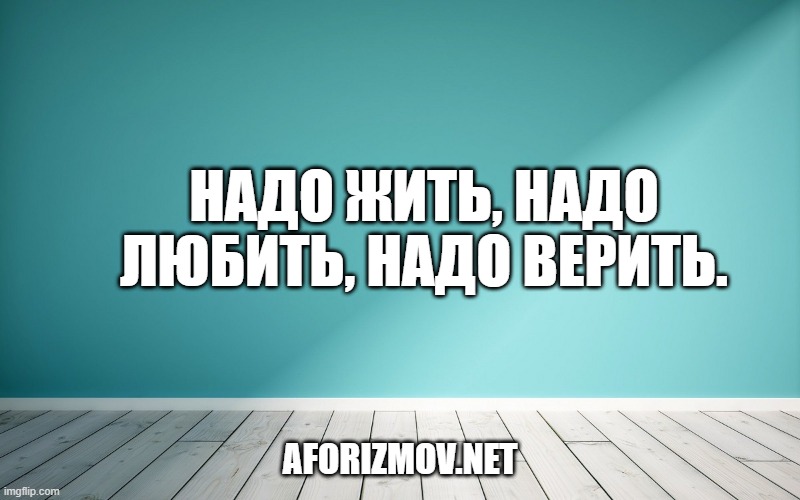 Надо жить, надо любить, надо верить.