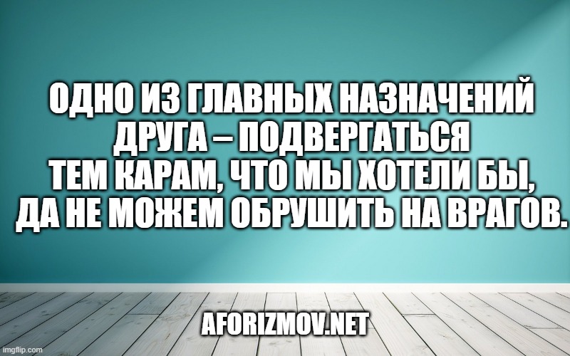 Одно из главных назначений друга – подвергаться тем карам, что мы хотели бы, да не можем обрушить на врагов.
