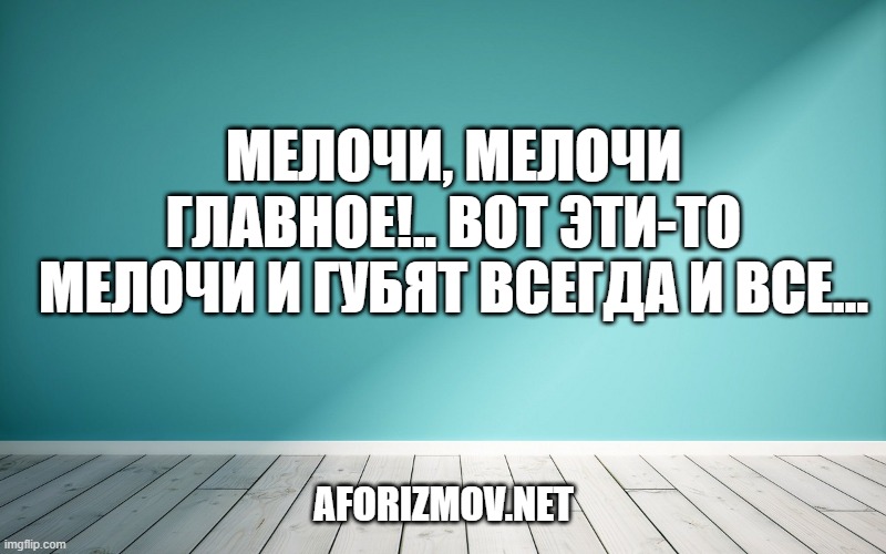 Мелочи, мелочи главное!.. вот эти-то мелочи и губят всегда и все…