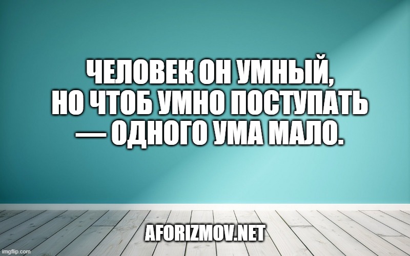 Человек он умный, но чтоб умно поступать — одного ума мало.