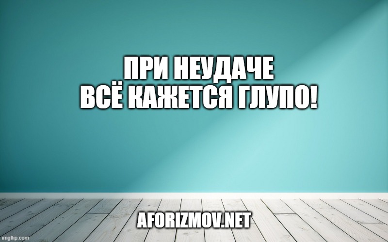 При неудаче всё кажется глупо!
