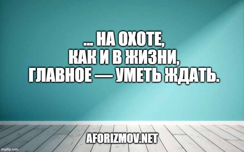 ... на охоте, как и в жизни, главное — уметь ждать.