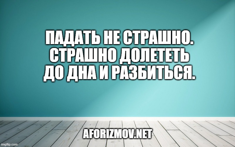 Падать не страшно. Страшно долететь до дна и разбиться.