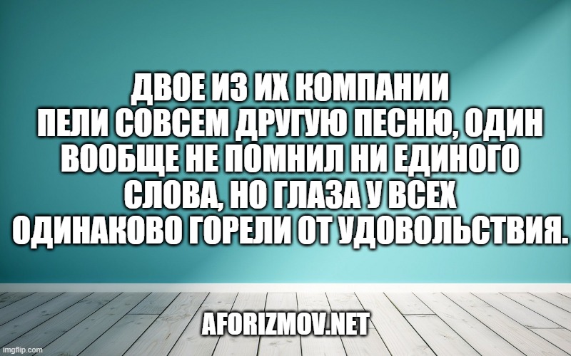 Двое из их компании пели совсем другую песню, один вообще не помнил ни единого слова, но глаза у всех одинаково горели от удовольствия.