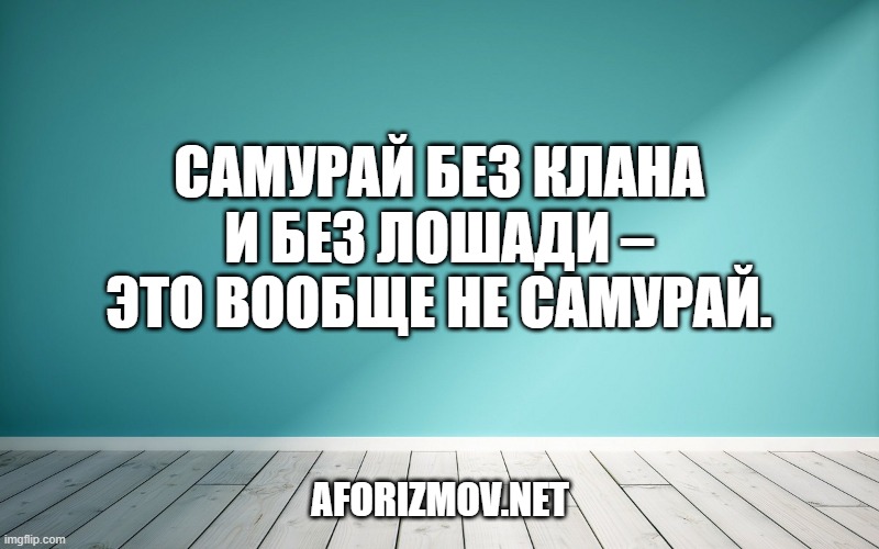 Самурай без клана и без лошади – это вообще не самурай.