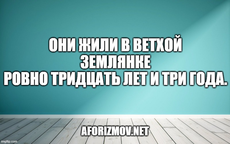 Они жили в ветхой землянке Ровно тридцать лет и три года.