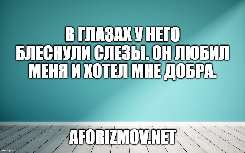 В глазах у него блеснули слезы. Он любил меня и хотел мне добра.