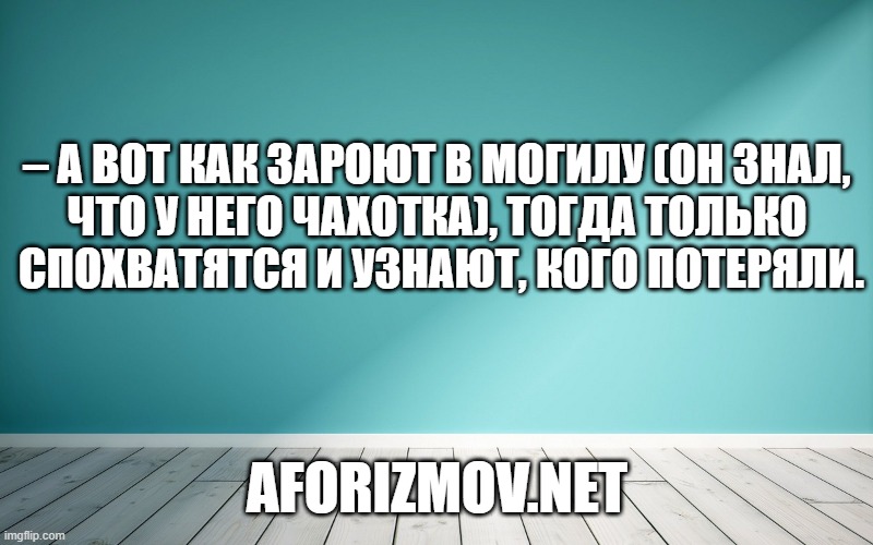 – А вот как зароют в могилу (он знал, что у него чахотка), тогда только спохватятся и узнают, кого потеряли.