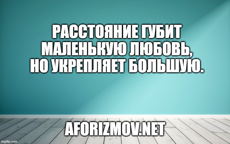 Расстояние губит маленькую любовь, но укрепляет большую.