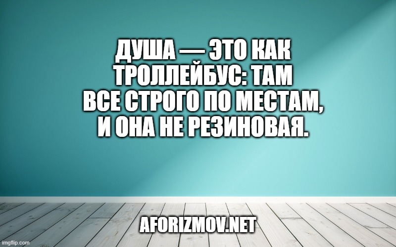 Душа — это как троллейбус: там все строго по местам, и она не резиновая.