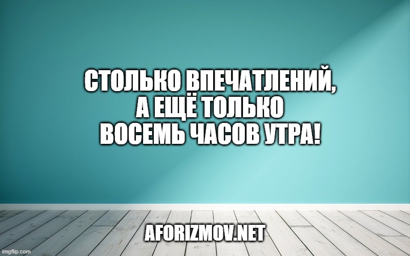 Столько впечатлений, а ещё только восемь часов утра!