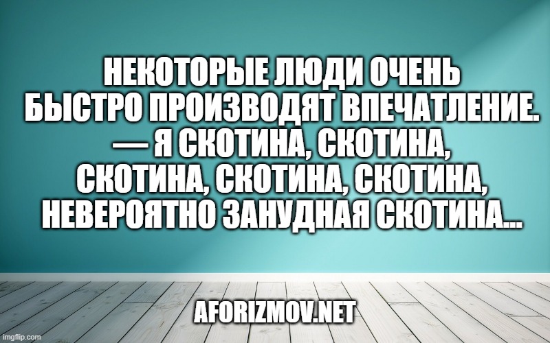 Некоторые люди очень быстро производят впечатление. — Я скотина, скотина, скотина, скотина, скотина, невероятно занудная скотина...