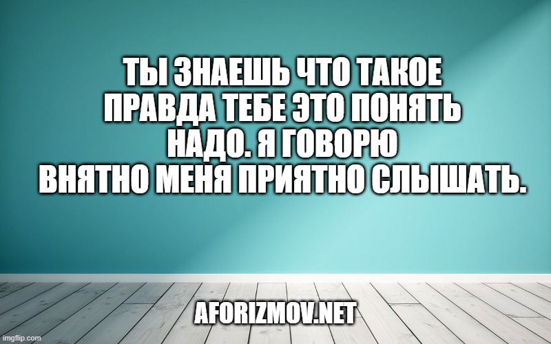 Ты знаешь что такое правда тебе это понять надо. Я говорю внятно меня приятно слышать.