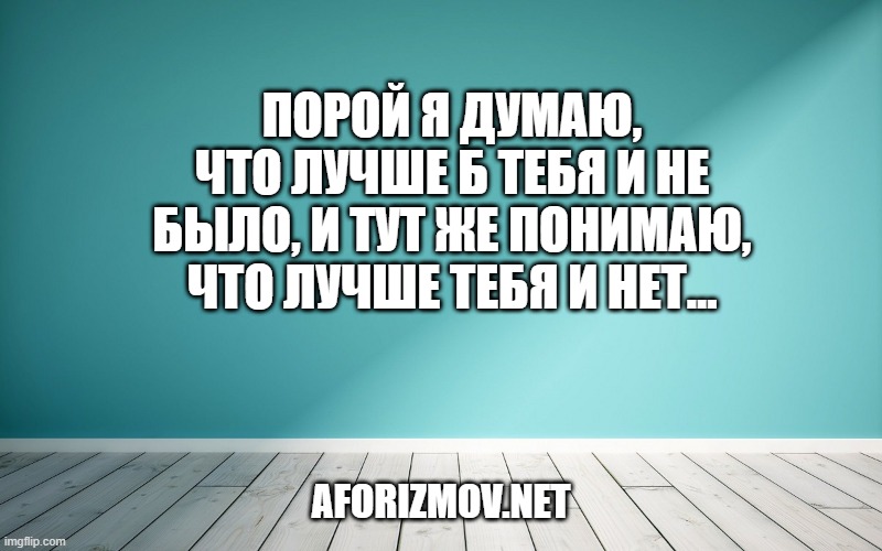 Порой я думаю, что лучше б тебя и не было, и тут же понимаю, что лучше тебя и нет…