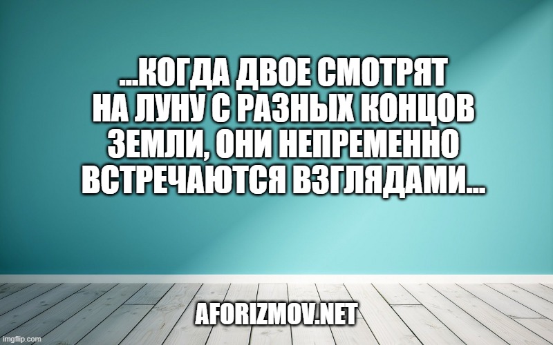 …Когда двое смотрят на луну с разных концов земли, они непременно встречаются взглядами…