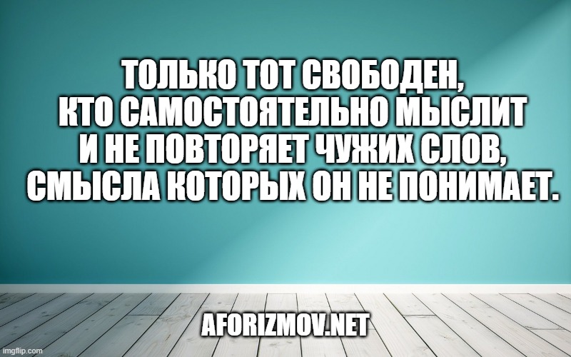 Только тот свободен, кто самостоятельно мыслит и не повторяет чужих слов, смысла которых он не понимает.