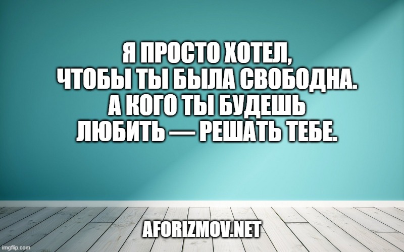 Я просто хотел, чтобы ты была свободна. А кого ты будешь любить — решать тебе.