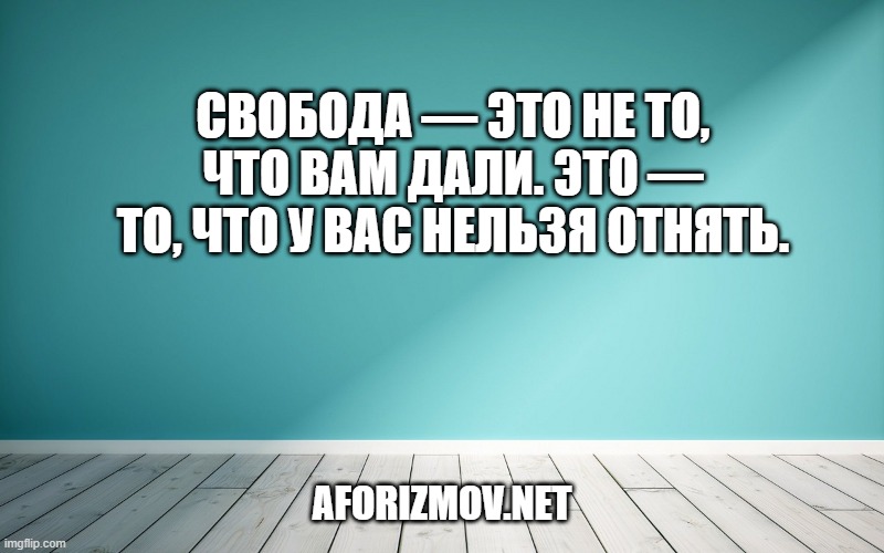 Свобода — это не то, что вам дали. Это — то, что у вас нельзя отнять.