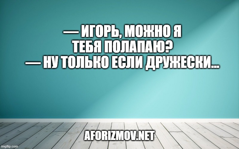— Игорь, можно я тебя полапаю?
— Ну только если дружески...