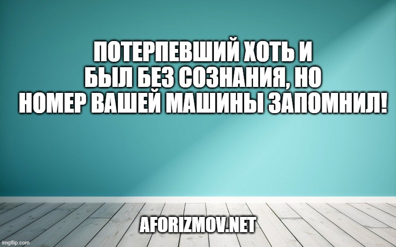 Потерпевший хоть и был без сознания, но номер вашей машины запомнил!
