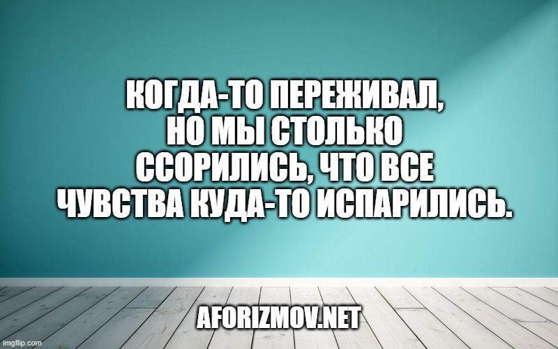 Когда-то переживал, но мы столько ссорились, что все чувства куда-то испарились.