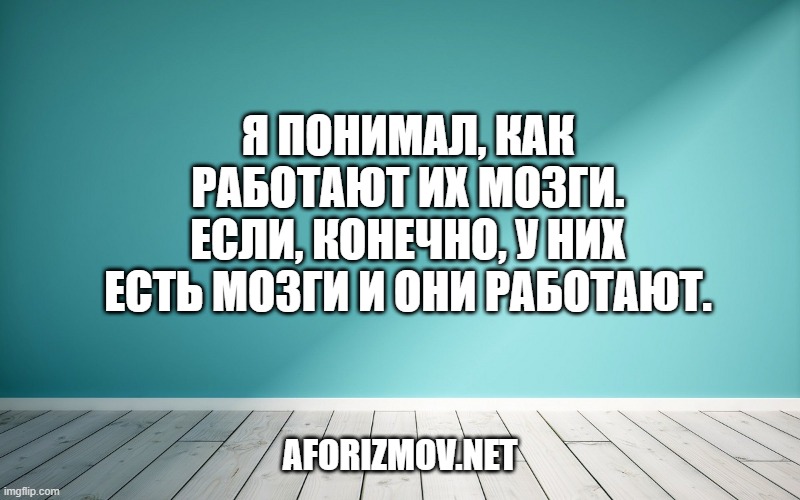 Я понимал, как работают их мозги. Если, конечно, у них есть мозги и они работают.