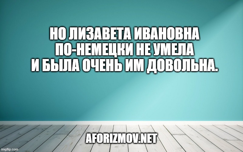 Но Лизавета Ивановна по-немецки не умела и была очень им довольна.