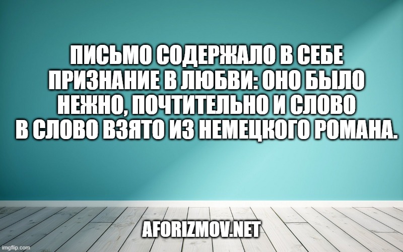 Письмо содержало в себе признание в любви: оно было нежно, почтительно и слово в слово взято из немецкого романа.