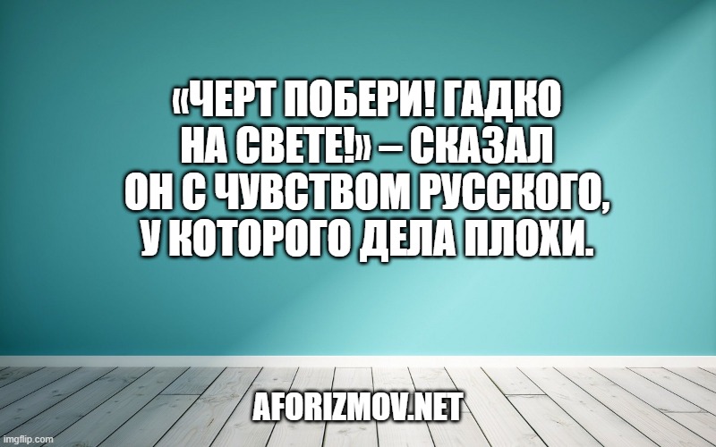 «Черт побери! гадко на свете!» – сказал он с чувством русского, у которого дела плохи.