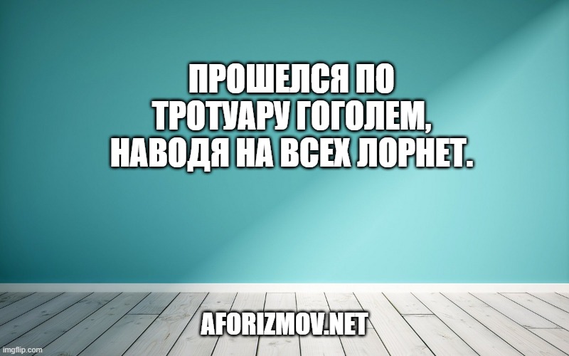 Прошелся по тротуару гоголем, наводя на всех лорнет.