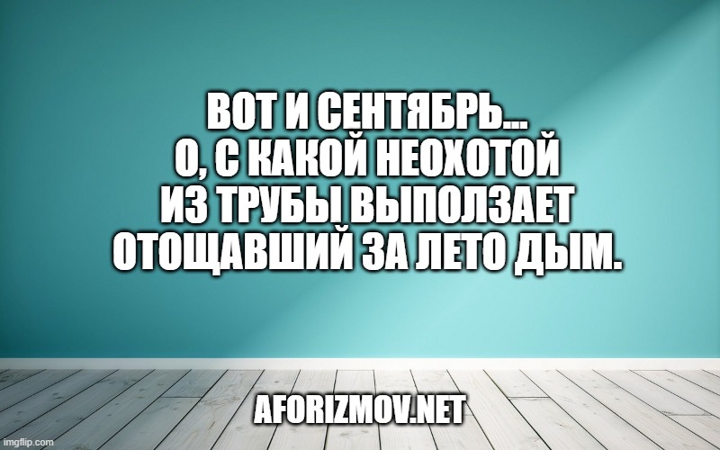 Вот и сентябрь... О, с какой неохотой из трубы выползает отощавший за лето дым.