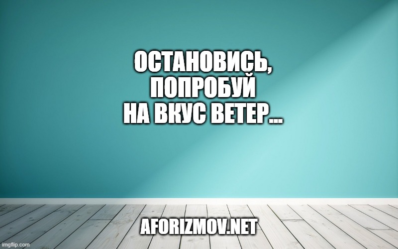 Остановись, попробуй на вкус ветер...