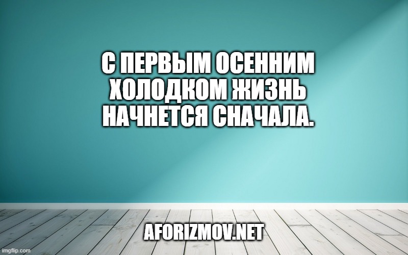 С первым осенним холодком жизнь начнется сначала.