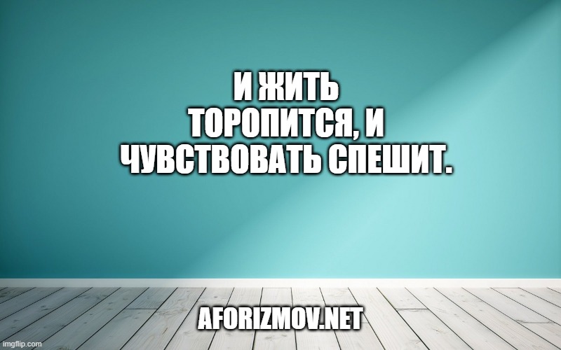 И жить торопится, и чувствовать спешит.