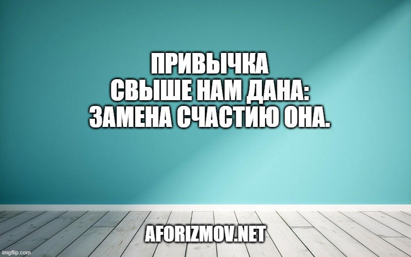 Привычка свыше нам дана: Замена счастию она.