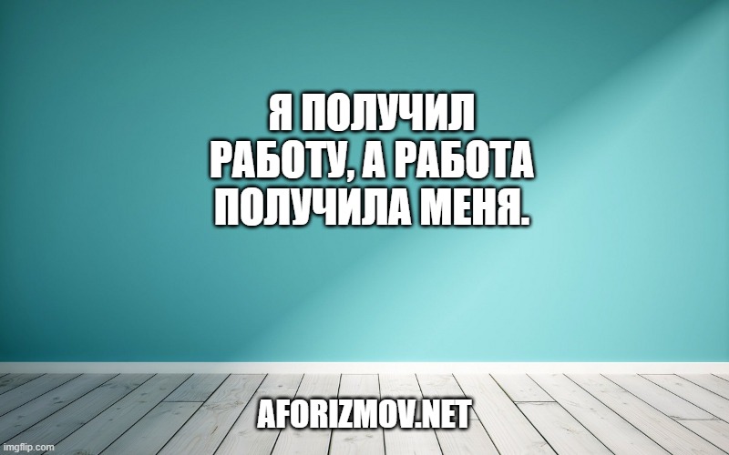 Я получил работу, а работа получила меня.