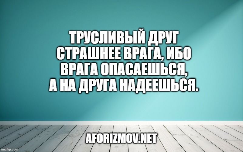 Трусливый друг страшнее врага, ибо врага опасаешься, а на друга надеешься.