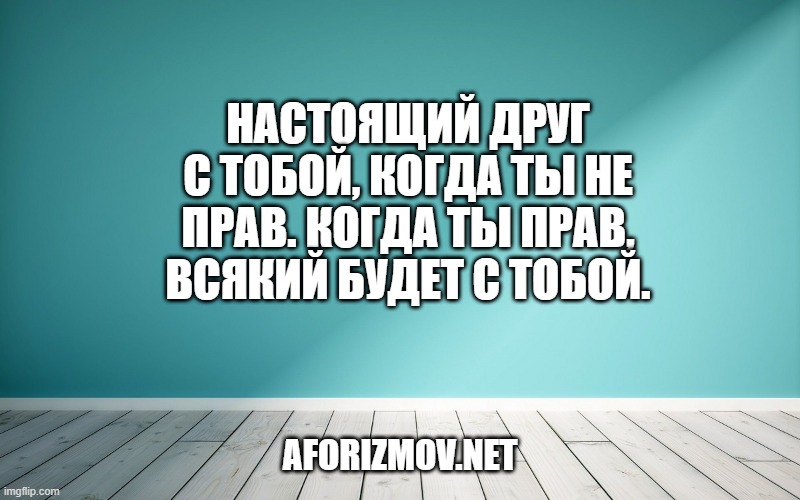 Настоящий друг с тобой, когда ты не прав. Когда ты прав, всякий будет с тобой.